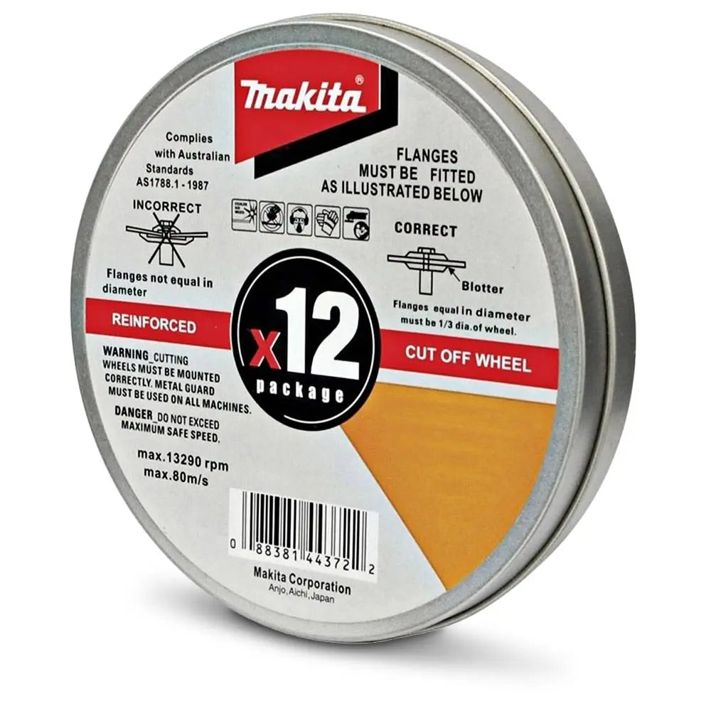 MAKITA 125 x 1.2mm Steel & Stainless Cut Off Disc - 12 Piece Tin D-20535-12 image 0