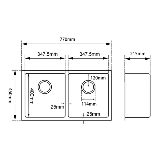 770x450x215mm Chrome Stainless Steel Double Bowl Kitchen Sink image 1