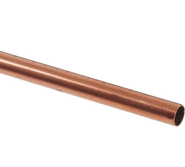 A copper pipe section shown diagonally on a plain white background.