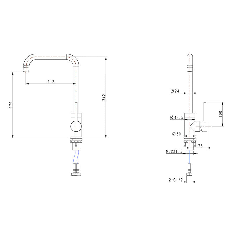 Chrome Standard Kitchen Mixer image 1