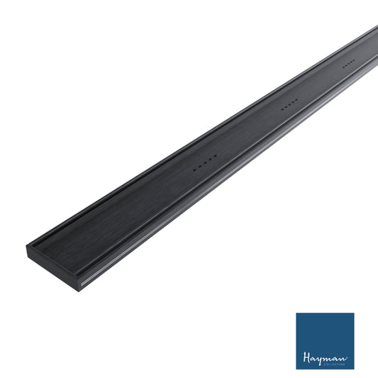 HAYMAN Aluminium Tile In Drain 100mm x 26mm Brushed Black (Per Metre) image 0