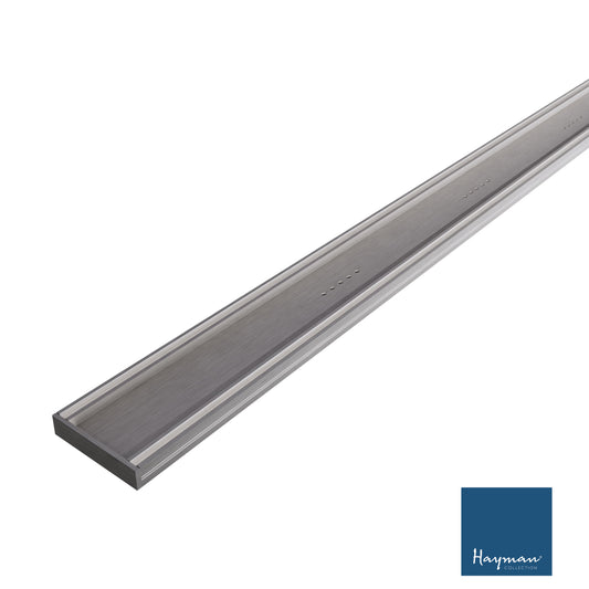 HAYMAN Aluminium Tile In Drain 3m x 100mm x 21mm Brushed Nickel image 0