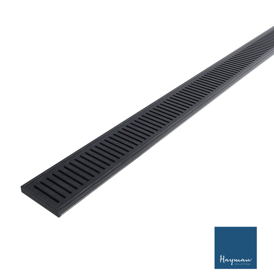 HAYMAN Aluminium Grate Drain 3m x 100mm x 14mm Brushed Black image 0