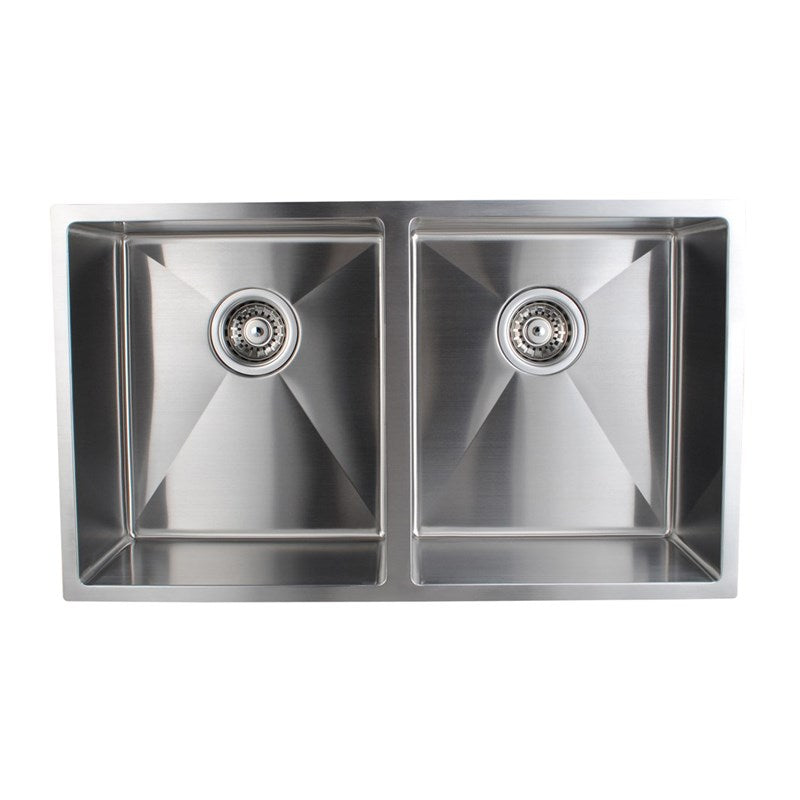 770x450x215mm Chrome Stainless Steel Double Bowl Kitchen Sink image 0