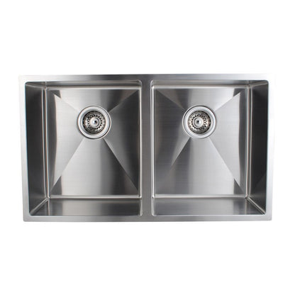770x450x215mm Chrome Stainless Steel Double Bowl Kitchen Sink image 0