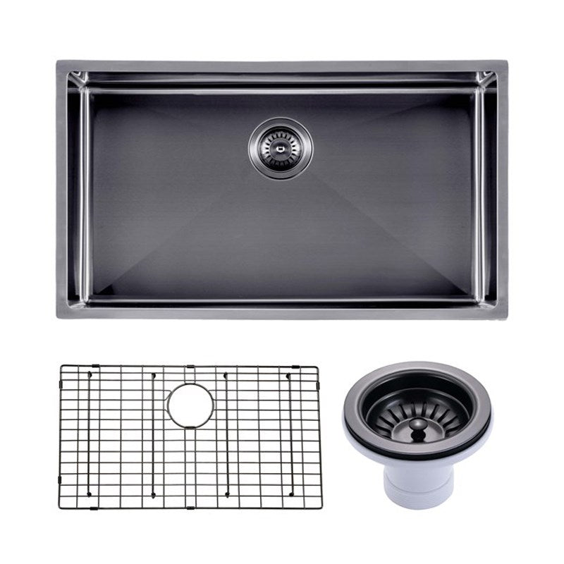762x457x254mm Gunmetal Stainless Steel PVD Single Bowl Kitchen Sink image 0