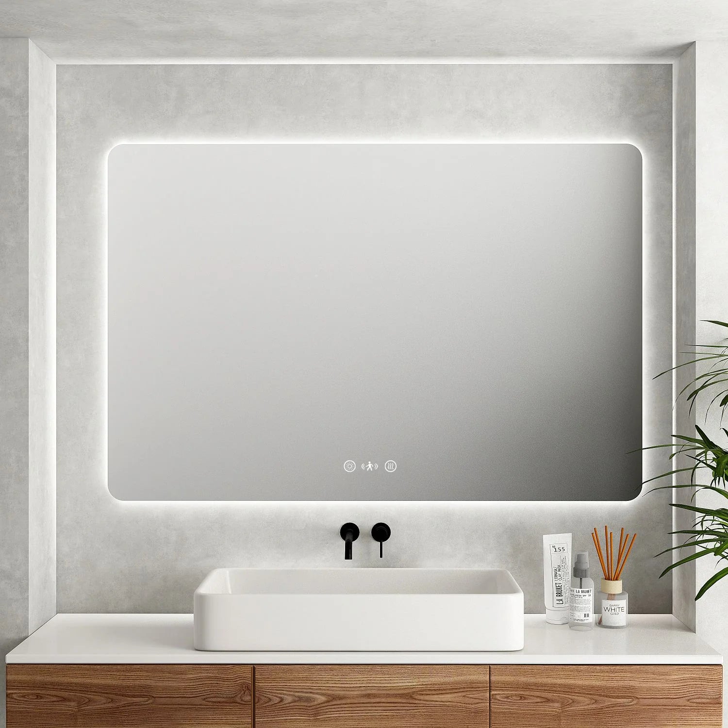 MERCIO Luna LED Rectangular Mirror 900mm - with Adjustable LED Lighting image 0