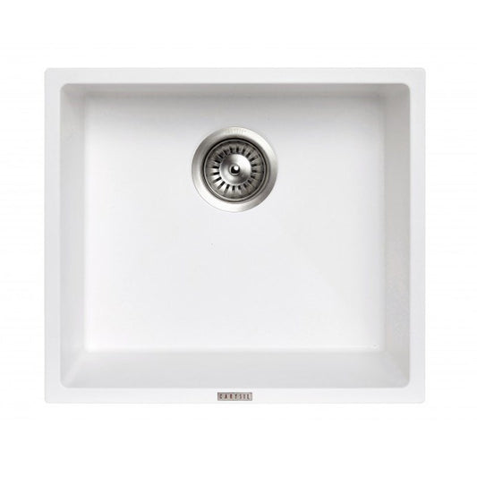 457x406mm White Granite Single Bowl Kitchen Sink image 0