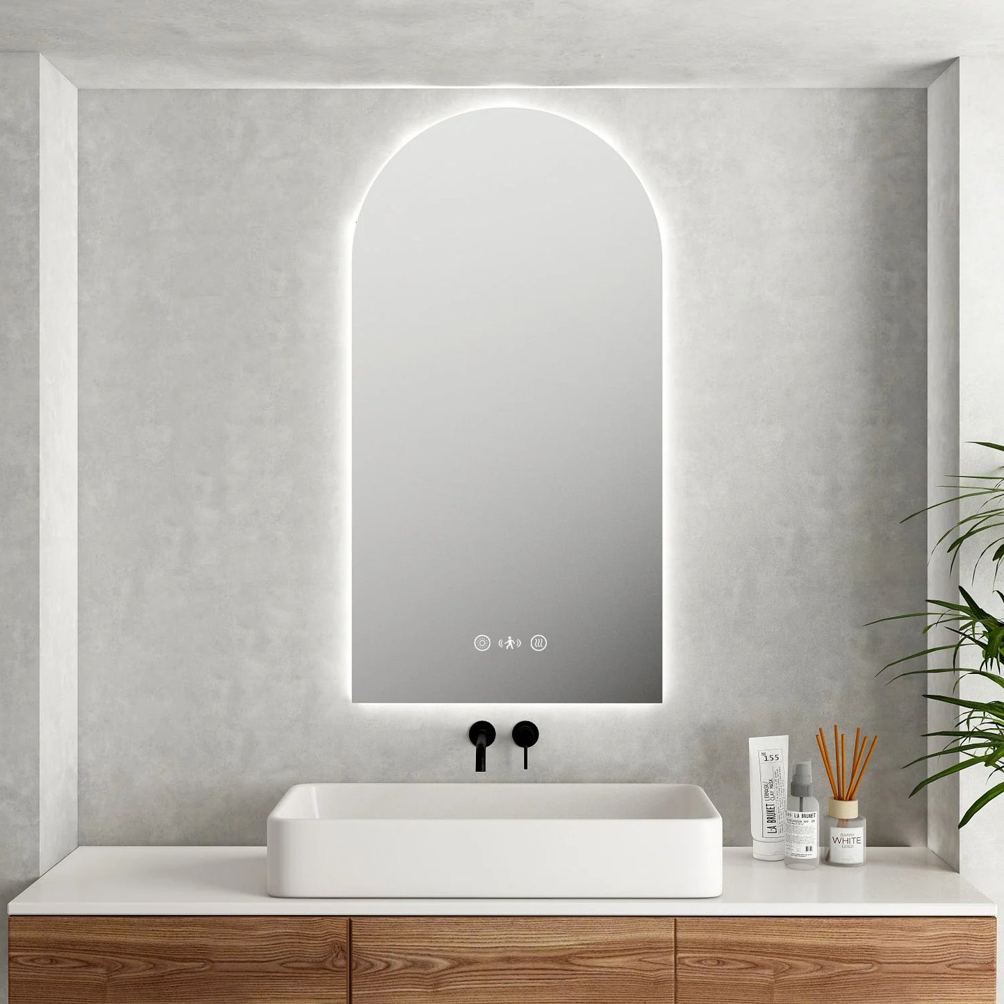 MERCIO Luna LED Arch Mirror 600 x 900mm - with Adjustable LED Lighting image 0