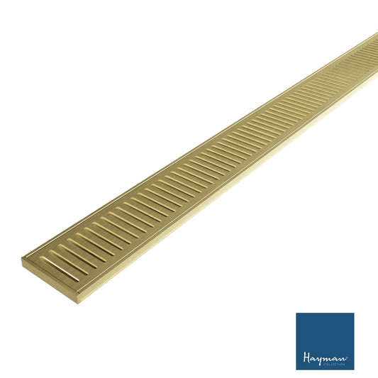 HAYMAN Aluminium Grate Drain 3m x 100mm x 14mm Brushed Gold Light image 0