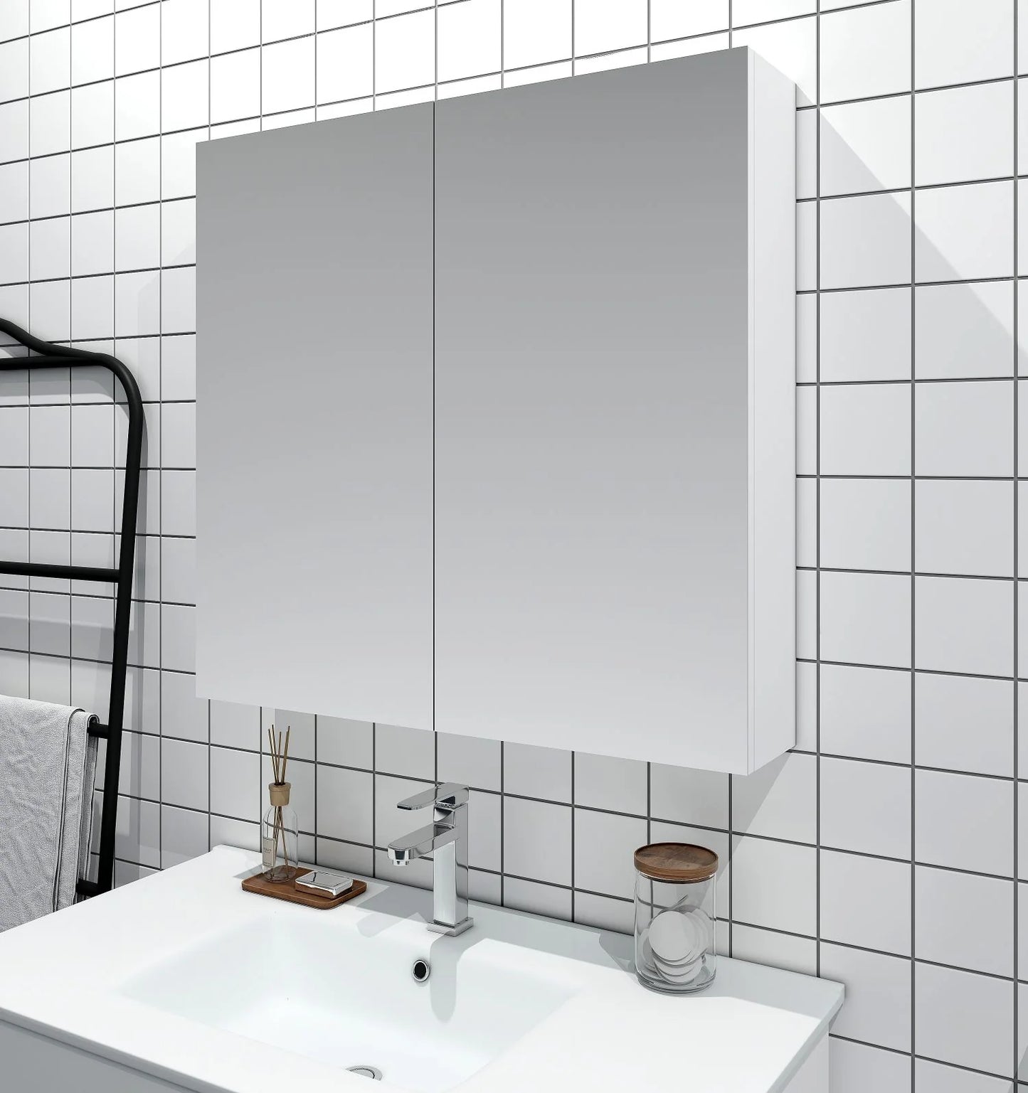 MERCIO MDF Shaving Cabinet 750mm - Gloss White image 0