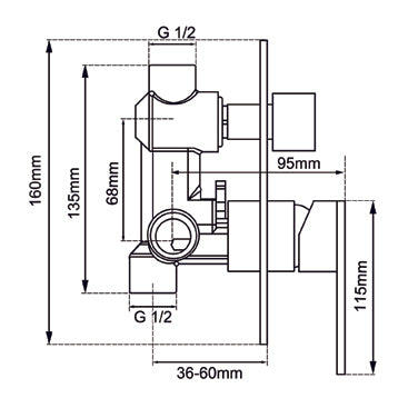 LUDIC PIN Chrome Diverter Mixer image 1