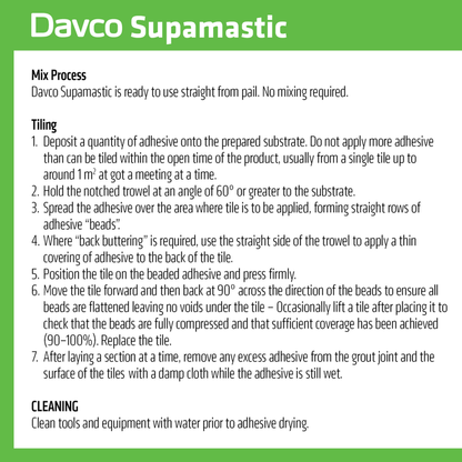 Davco 15L Supamastic Tile Adhesive