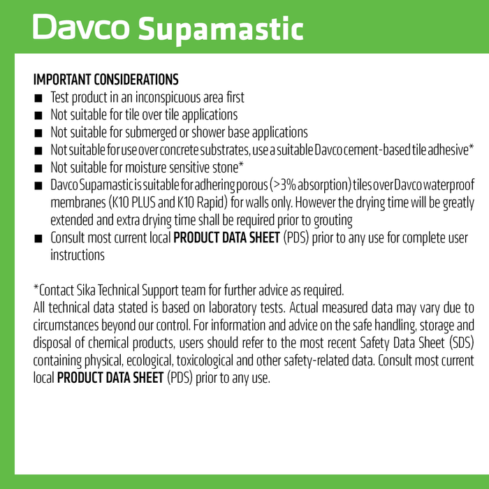 Davco 15L Supamastic Tile Adhesive