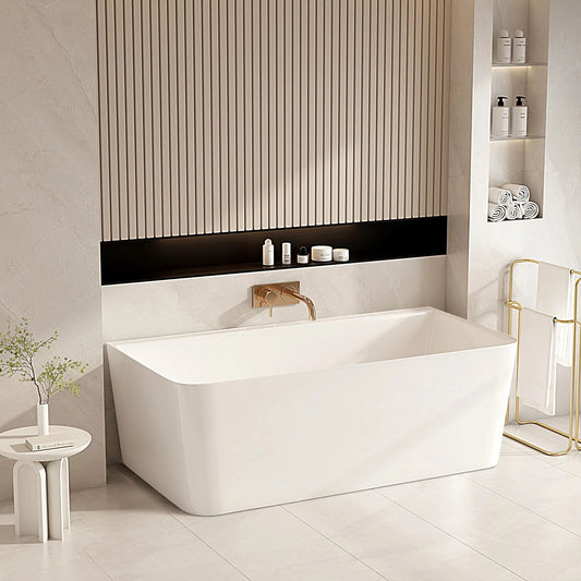 MERCIO Fortuna Ultra-Thin Back-to-Wall Bathtub - Gloss White image 0