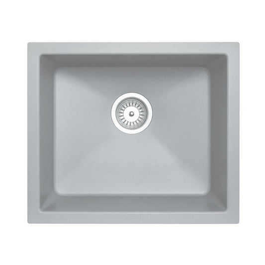 533x457mm Concrete Grey Granite Single Bowl Kitchen Sink image 0