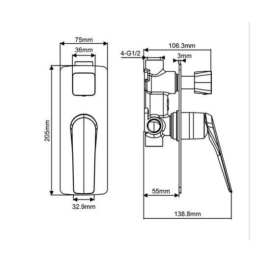 AU Chrome Diverter Mixer image 1