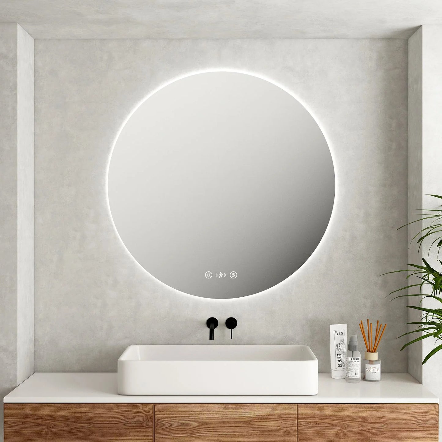 Luna LED Round Mirror - with Adjustable LED Lighting image 0
