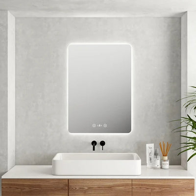 MERCIO Luna LED Rectangular Mirror 600mm - with Adjustable LED Lighting | Jaden Services