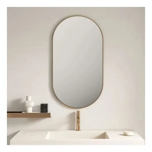 MERCIO Aluminum Framed 500mm Oval Mirror – Brushed Gold