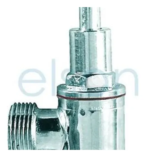 A chrome-plated metal angle valve with a cross-handle, shown on a plain white background.