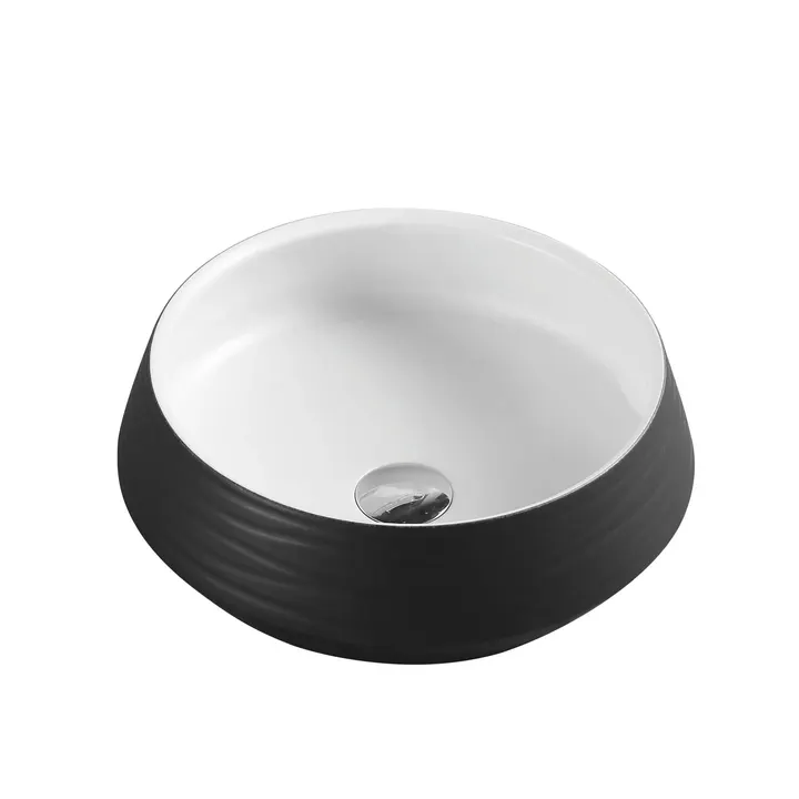 MERCIO Trier 80 Counter-Top Round Basin - White with Art Matt Black