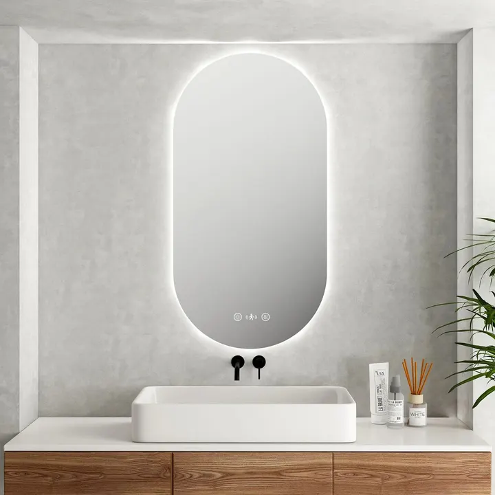 MERCIO Luna LED Oval Mirror 500 x 900mm - with Adjustable LED Lighting