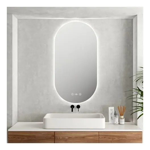 MERCIO Luna LED Oval Mirror 500 x 900mm - with Adjustable LED Lighting