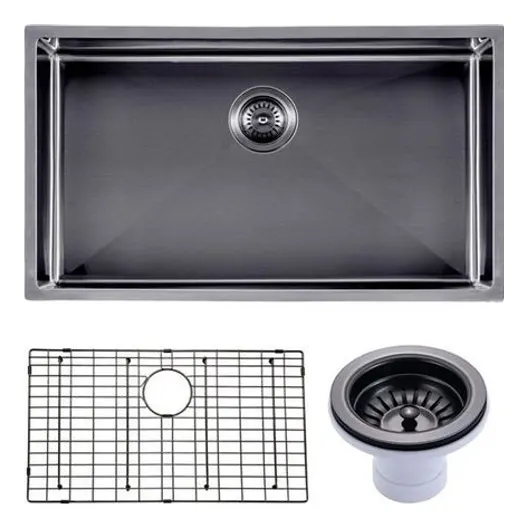 762x457x254mm Gunmetal Stainless Steel PVD Single Bowl Kitchen Sink