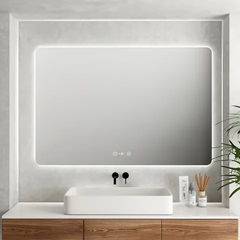 MERCIO Luna LED Rectangular Mirror 900mm - with Adjustable LED Lighting