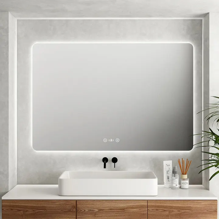 MERCIO Luna LED Rectangular Mirror 900mm - with Adjustable LED Lighting