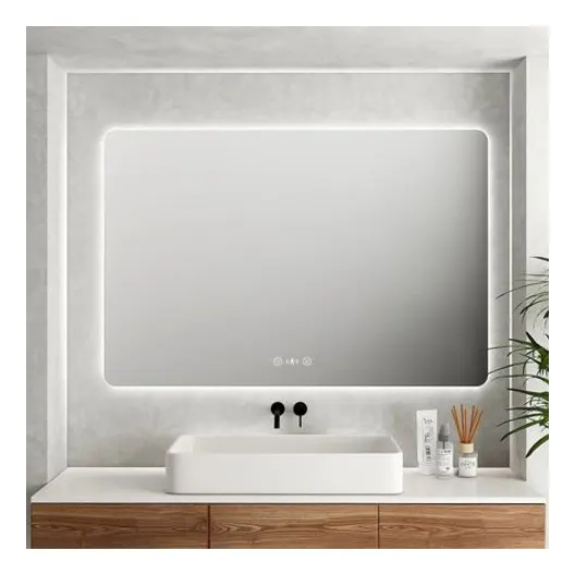 MERCIO Luna LED Rectangular Mirror 900mm - with Adjustable LED Lighting