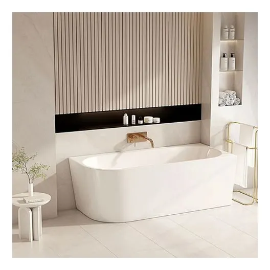 MERCIO Fortuna Ultra-Thin Back-to-Wall Bathtub - Gloss White
