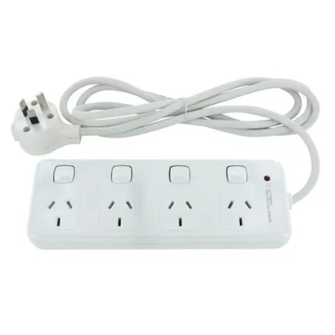 HPM General Purpose 4 Outlet 175J Surge Protected Switched Powerboard White