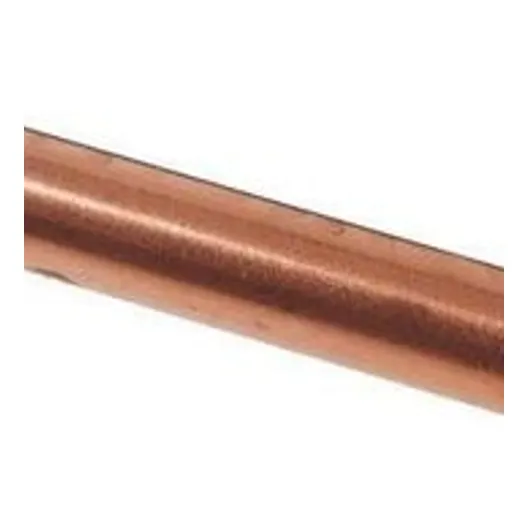 A copper pipe section shown diagonally on a plain white background.