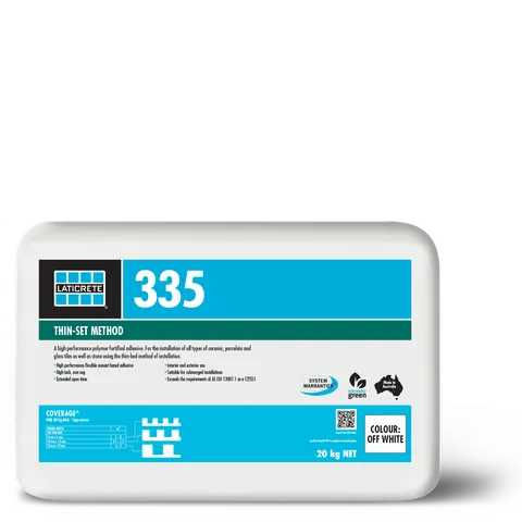 Laticrete 335 thin-set method packaging on a white background