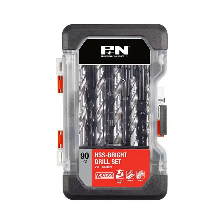 P&N 90 Piece 2-13mm HSS Bright Jobber Excel Drill Bit Set