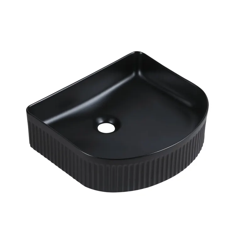 Cora 40 fluted arch basin matt black