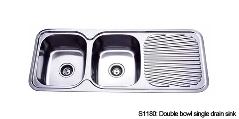 Duraplex S1180 double bowl single drainer sink