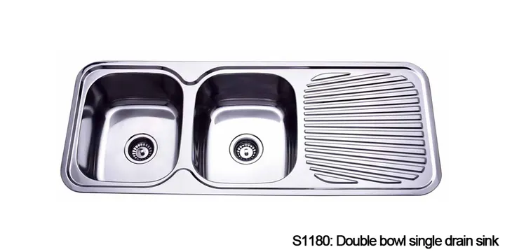 Duraplex S1180 double bowl single drainer sink