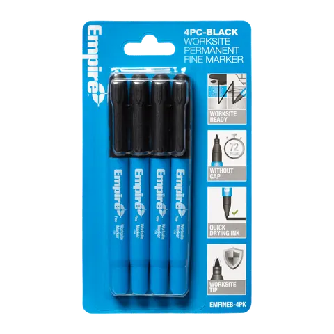 Empire Black Fine Tip Worksite Markers 4 Pack