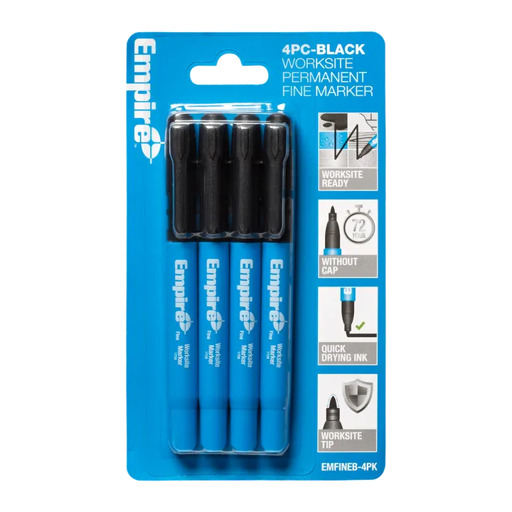 Empire Black Fine Tip Worksite Markers 4 Pack
