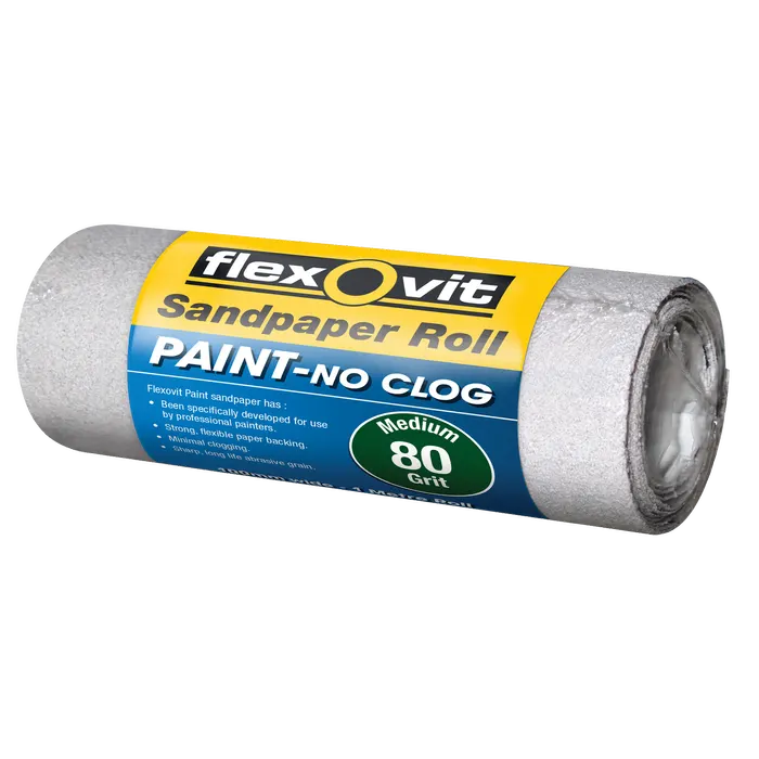 Flexovit 115mm x 1m 80 grit no clog sandpaper roll