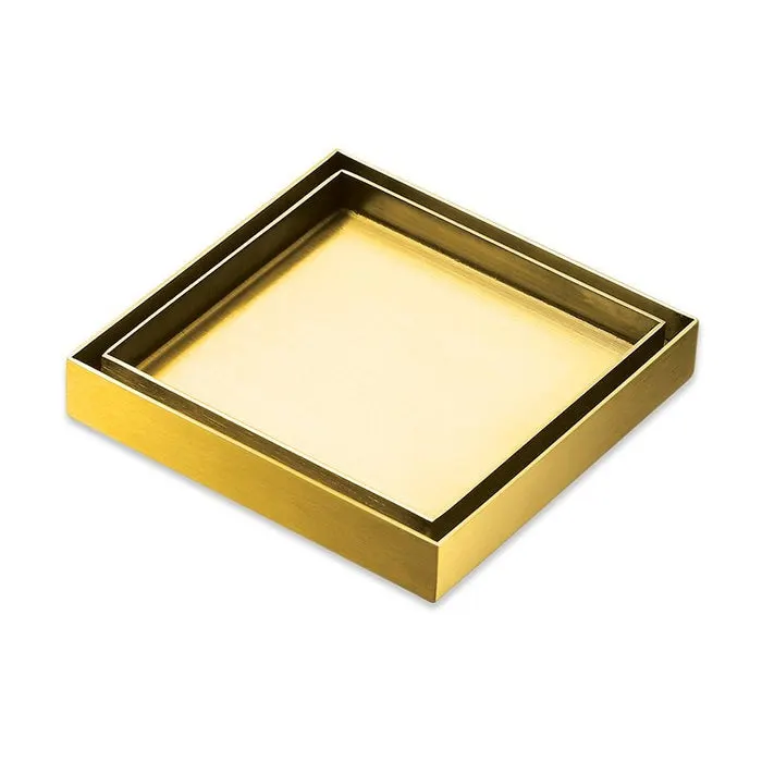 Kano brushed gold square tile insert floor waste