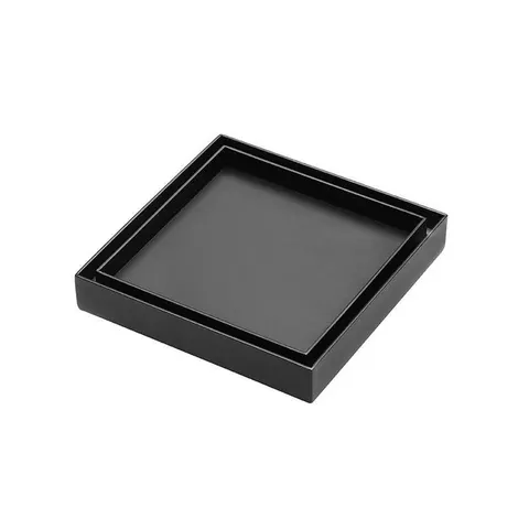Kano matte black square tile insert floor waste
