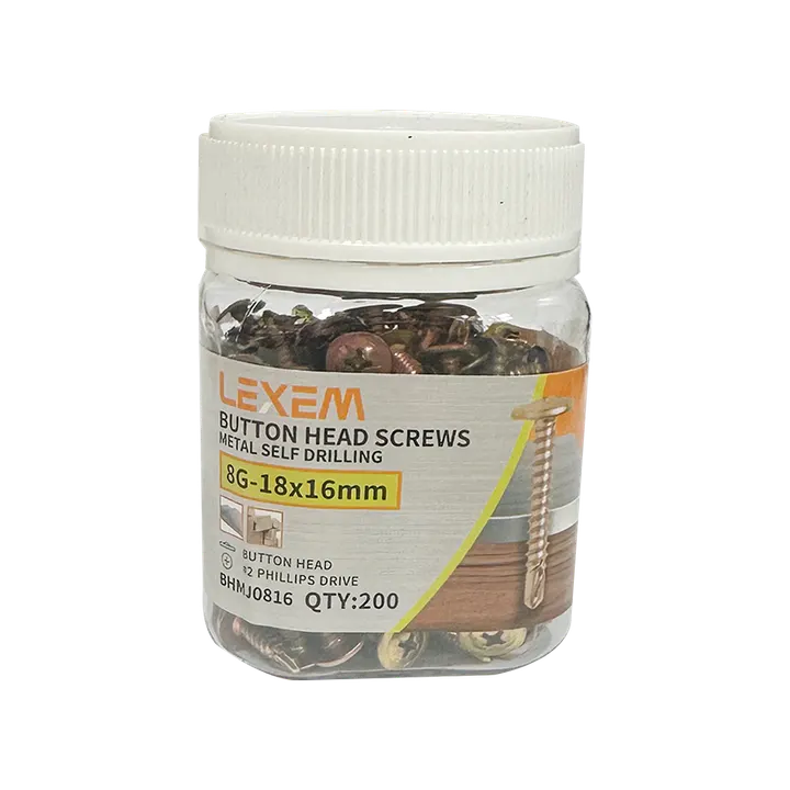 Lexem Button Head Self Drilling Screws Yellow Zinc Jar 200pcs (Variety Sizes)