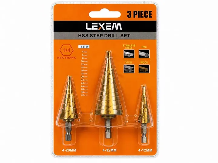 Lexem HSS Step Drill Set 3 Piece