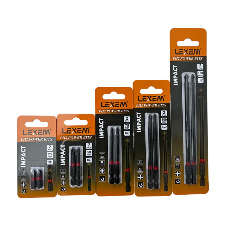 Lexem PH2 Impact Power Bits 2 Pack (Variety Sizes)