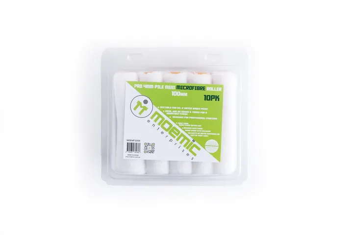 Moemic Pro 4mm Pile Mini Microfibre Roller 100mm 10 Pack